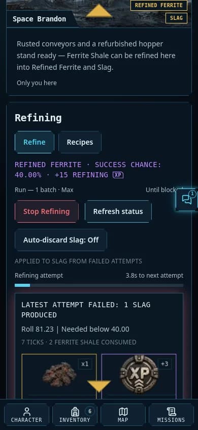 Refining on a phone with a chat mention badge lit